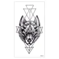 Adesivo per tatuaggio temporaneo lupo geometrico, body art nera impermeabile e sicura. - Stile Lupo Geometrico (XQB-160)