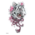 Autocollant de tatouage temporaire étanche tigre blanc et fleur de cerisier bras. - HB-140X