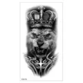 Autocollant de tatouage temporaire imperméable pour bras, design lion couronne croix féroce. - XQB-376 / 11.4*21CM