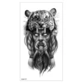 Autocollant de tatouage temporaire guerrier tigre, étanche demi-bras art corporel noir. - XQB-377 / 11.4*21CM