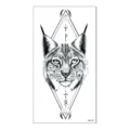 Adesivo per tatuaggio temporaneo impermeabile con testa di lince e cornice geometrica. - Stile Lince Geometrico (XQB-127)