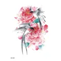 Sticker Tatouage Temporaire Motif Pivoine Hirondelle Aquarelle Corps Art Variante - HB-195X