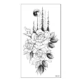 Adesivo per tatuaggio temporaneo con lupo ululante, foresta di pini e rosa nera. - Stile Testa di Lupo Rosa (XQB-129)