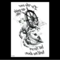 Autocollant de tatouage temporaire de gouvernail de navire et ancre design style. - TH-482 / 148*210MM