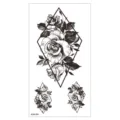 Autocollant de tatouage de rose géométrique en style croquis noir et blanc pour art corporel. - XQB-384 / 11.4*21CM