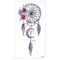 Tatuaggio temporaneo acchiappasogni con fiori luna e piume, arte corporea impermeabile. - Stile Acchiappasogni Falce (XQB-150)