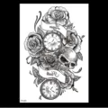 Autocollant de tatouage de fleur de croquis, art corporel imperméable style sombre bras. - TH-483 / 148*210MM