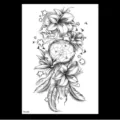 Autocollant de tatouage temporaire imperméable motif esquisse noire lys attrape-rêves. - TH-484 / 148*210MM