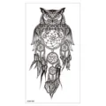 Autocollant de tatouage temporaire étanche hibou attrape-rêves design bras art corporel noir - XQB-388 / 11.4*21CM