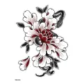 Autocollant de tatouage temporaire imperméable serpent pivoine fleur art corporel design tendance. - HB-025X