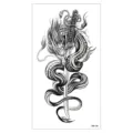 Adesivo per tatuaggio temporaneo impermeabile con drago nero e bianco e design di spada. - Stile Drago Samurai (XQB-136)
