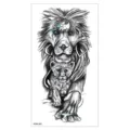Autocollant de tatouage temporaire étanche lion et lionceau, art corporel esquisse noir et blanc. - XQB-392 / 11.4*21CM