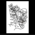 Autocollant de tatouage temporaire rose montre de poche croquis noir imperméable. - TH-488 / 148*210MM