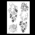 Feuille d'autocollant de tatouage temporaire animal et floral esquisse noire imperméable. - HB-307X / 148*210MM