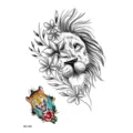 Autocollant de tatouage temporaire imperméable avec lion fleurs et design de léopard coloré. - HB-154X