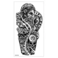 Autocollant de tatouage temporaire étanche pour bras avec motif de dieu grec et crâne pour tous. - XQB-395 / 11.4*21CM