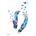 Autocollant de tatouage temporaire oiseau plume aquarelle autocollant d'art corporel. - HB-196X