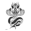 Autocollant de tatouage temporaire imperméable serpent gothique poignard crâne design - HB-060X