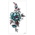 Adesivo per tatuaggio temporaneo impermeabile con un bel design di fiori blu per body art. - Stile Floreale Blu Verde (XQB-148)