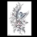 Esquisse Oiseau Fleur Tatouage Temporaire Autocollant Art Corps Étanche Variante - HB-430X / 148*210MM