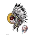 Autocollant de tatouage temporaire étanche avec loup à coiffe de plumes et masque de kitsune. - HB-125X