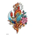 Autocollant de tatouage temporaire étanche de style ancien avec phénix et fleurs élégantes. - HB-147X