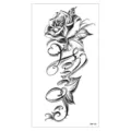 Adesivo per tatuaggio temporaneo impermeabile con rosa nera e design corsivo. - Stile Rosa Nera Scritta (XQB-152)