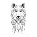 Adesivo per tatuaggio temporaneo lupo impermeabile con disegno acchiappasogni per braccio - Stile Lupo Occhi Blu (XQB-155)