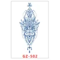 Adesivo per tatuaggio temporaneo impermeabile alle erbe, design floreale geometrico blu. - GZ-502