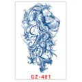 Adesivo per tatuaggio temporaneo impermeabile con testa di leone e design floreale. - GZ-481