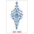 Adesivo per tatuaggio temporaneo floreale blu, arte del corpo semipermanente impermeabile GZ504 - GZ-504