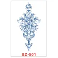 Adesivo per tatuaggio temporaneo impermeabile a base di erbe con motivo floreale blu - GZ-501