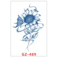 Tatuaggio temporaneo impermeabile alle erbe, variante con girasole e farfalla. - GZ-489