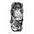 Autocollant de tatouage temporaire imperméable demi-bras rose noire montre poche colombe - XQB-399 / 11.4*21CM