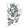 Autocollant de tatouage temporaire étanche avec design guerrier roi singe noir et blanc. - HB-170X