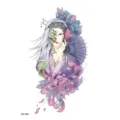 Autocollant de tatouage temporaire demi-manche étanche avec design de geisha et fleurs. - HB-192X
