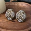 Vintage strass ovale oorbellen, Franse elegante luxe designer stijl mode sieraden. - Ovaal / Wit