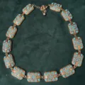 Vintage turquoise geometrische schakelketting voor dames, elegante sleutelbeen sieraden. - Ketting