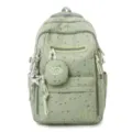Dettaglio zaino verde chiaro con motivo di stelle, borsa scolastica multifunzione con simpatici ciondoli. - senza ciondolo / Verde
