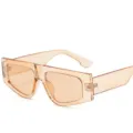 Sommer neue quadratische Jelly Sonnenbrille, modischer transluzenter oranger dicker Rahmen. - Transparentes Tee-Braun