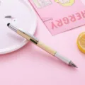 Multifunctional tool ballpoint pen with stylus, durable metal body, pink style variant. - Gold