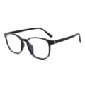 Lunettes anti-lumiere bleue noires elegantes monture optique ronde simple unisexe - Noir Mat