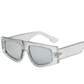 Schicke transparente quadratische Sonnenbrille für Damen, trendige Jelly-Farbe Strand. - Transparenter Grauer Rahmen Quecksilbergläser