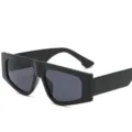 Modische schwarze quadratische Sonnenbrille für Damen und Herren, breiter Rahmen, UV-Schutz. - Schwarzer Rahmen Graue Gläser