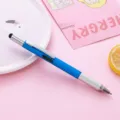 Multifunctional stylus ballpoint pen with sensitive touch tip and durable metal grip for office. - Light Blue