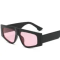 Modische schwarze quadratische Sonnenbrille mit rosa Gläsern für Strand und Sommer Outdoor - Schwarzer Rahmen Rosa Glas