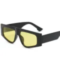 Klobige quadratische Sonnenbrille mit gelben Gläsern, moderner dicker schwarzer Rahmen Stil. - Schwarzer Rahmen Gelbe Gläser
