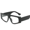 Trendige schwarze flache geometrische Sonnenbrille mit dicken Rahmen für Damen und Herren. - Schwarzer Rahmen Klare Gläser