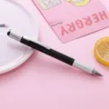 Multifunctional tool ballpoint pen with stylus tip, spirit level and ruler for office use. - Black