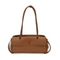 Vintage brown pu leather quilted shoulder bag with classy metal turn lock and double straps. - Brown